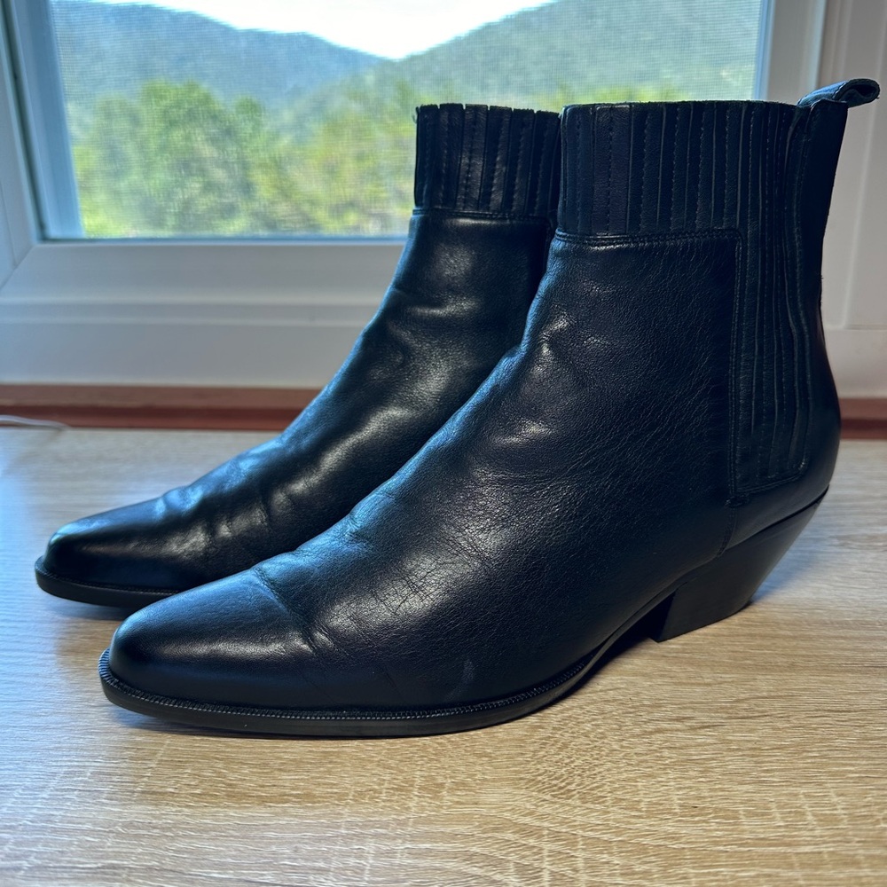 Vince Black Leather Ankle Boots
